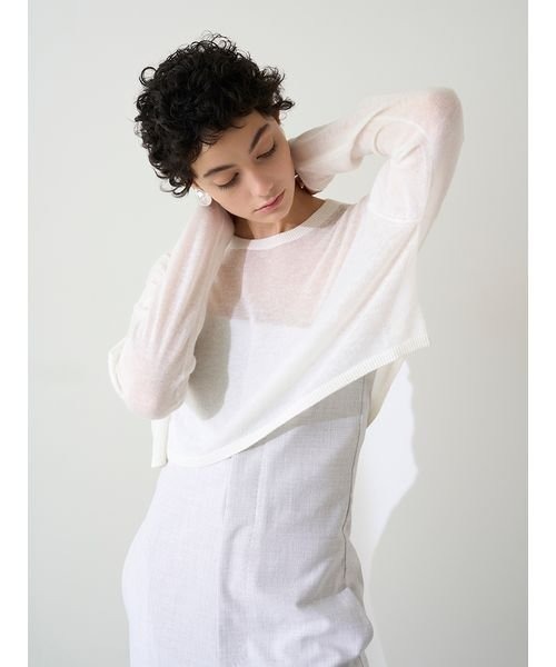 styling/(スタイリング)の「シアーニットプルオーバー(ニット/セーター・レディース・ホワイト/ブラック/オレンジ/ブルー・FREE)」の6枚目の写真