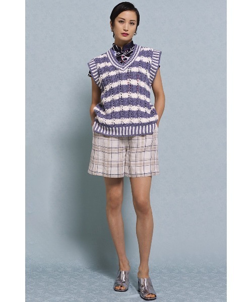 KEITA MARUYAMA（ケイタマルヤマ）の「Linen Check SPT（その他パンツ・レディース・ブラウン/オフホワイト・S/M）」の7枚目の写真