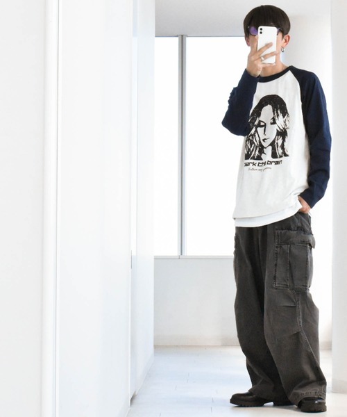 Ritzy(リッツィー)の「16/天竺ラグラン 切り替えプリント Tシャツ(WOMAN) レディース メンズ(Tシャツ/カットソー・メンズ・アッシュ/ホワイト/ベージュ・X-LARGE/LARGE/MEDIUM)」の17枚目の写真