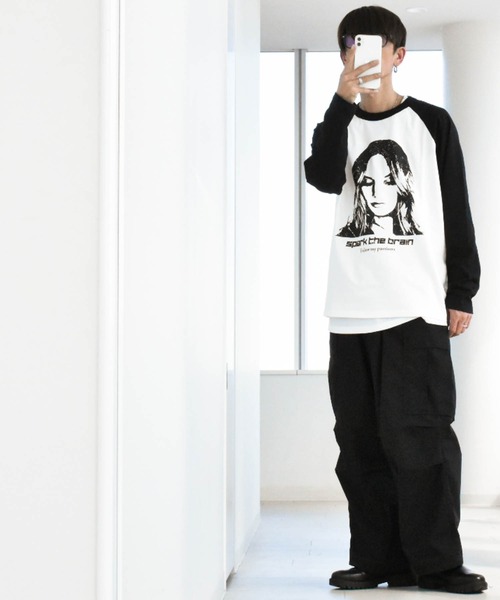 Ritzy(リッツィー)の「16/天竺ラグラン 切り替えプリント Tシャツ(WOMAN) レディース メンズ(Tシャツ/カットソー・メンズ・アッシュ/ホワイト/ベージュ・X-LARGE/LARGE/MEDIUM)」の11枚目の写真