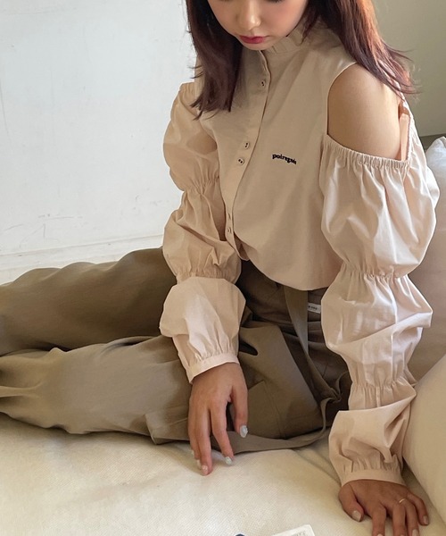 poiregnee（ポワニェ）の「マムルークオープンショルダーブラウス（シャツ/ブラウス・レディース・ベビーピンク/オフホワイト・FREE）」の18枚目の写真