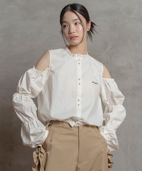 poiregnee（ポワニェ）の「マムルークオープンショルダーブラウス（シャツ/ブラウス・レディース・ベビーピンク/オフホワイト・FREE）」の21枚目の写真