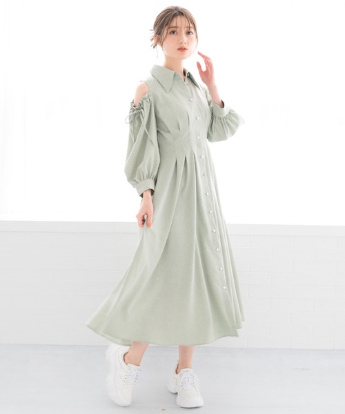 MISCH MASCH(ミッシュマッシュ)の「■2024春夏新作■カットアウトシャツワンピース/MM417412(ワンピース・レディース・ライトグリーン/ブラック/ライトブルー・S/M)」の3枚目の写真