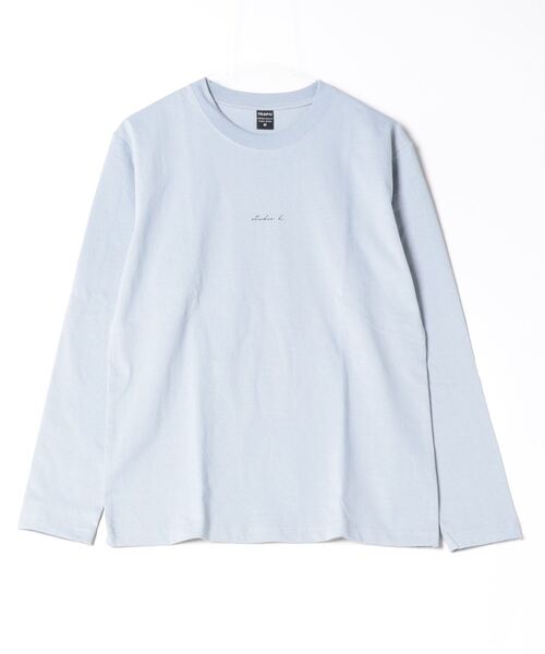 TRAP/U (トラップユー)の「コットン天竺 / メッセージプリント バックプリント クルーネック ロンTee(長袖)(Tシャツ/カットソー・メンズ・ホワイト/ライトブルー/ブラック・M/L)」の1枚目の写真