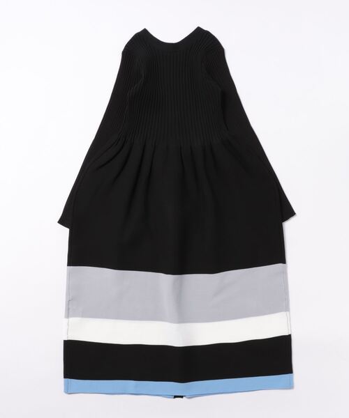 Settimissimo（セッティミッシモ）の「マルチボーダーヘム 2WAY ニットロングワンピース（ワンピース・レディース・ブラック/ベージュ・38）」の3枚目の写真
