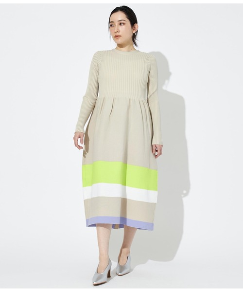 Settimissimo（セッティミッシモ）の「マルチボーダーヘム 2WAY ニットロングワンピース（ワンピース・レディース・ブラック/ベージュ・38）」の7枚目の写真
