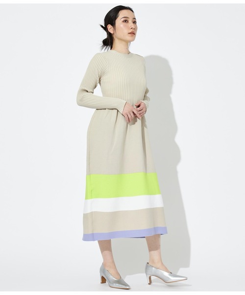 Settimissimo（セッティミッシモ）の「マルチボーダーヘム 2WAY ニットロングワンピース（ワンピース・レディース・ブラック/ベージュ・38）」の5枚目の写真