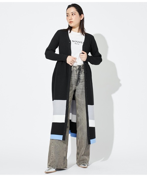 Settimissimo（セッティミッシモ）の「マルチボーダーヘム 2WAY ニットロングワンピース（ワンピース・レディース・ブラック/ベージュ・38）」の10枚目の写真