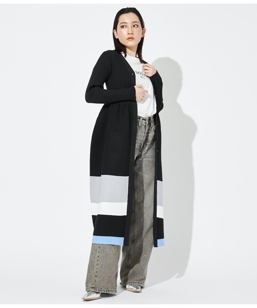 Settimissimo（セッティミッシモ）の「マルチボーダーヘム 2WAY ニットロングワンピース（ワンピース・レディース・ブラック/ベージュ・38）」の11枚目の写真