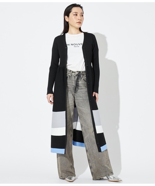 Settimissimo（セッティミッシモ）の「マルチボーダーヘム 2WAY ニットロングワンピース（ワンピース・レディース・ブラック/ベージュ・38）」の9枚目の写真