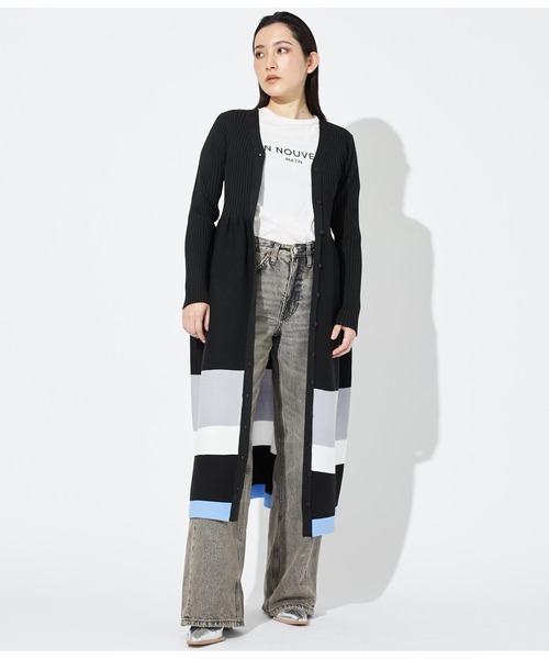 Settimissimo（セッティミッシモ）の「マルチボーダーヘム 2WAY ニットロングワンピース（ワンピース・レディース・ブラック/ベージュ・38）」の13枚目の写真