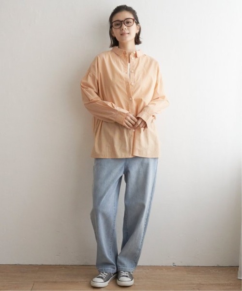 LBC(エルビーシー)の「2WAYカラーオーバーシャツ(ふんわり70コットン2WAYシャツ)(シャツ/ブラウス・レディース・イエロー/オレンジ/グリーン/ブルー/ホワイト/パープル・M)」の7枚目の写真