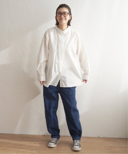 LBC(エルビーシー)の「2WAYカラーオーバーシャツ(ふんわり70コットン2WAYシャツ)(シャツ/ブラウス・レディース・イエロー/オレンジ/グリーン/ブルー/ホワイト/パープル・M)」の9枚目の写真