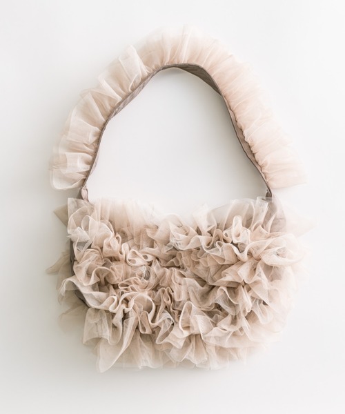 OLIVE des OLIVE（オリーブデオリーブ）の「チュールフリルショルダーバッグ　1041120100（ショルダーバッグ・レディース・オフホワイト/ベージュ/チャコールグレー・FREE）」の3枚目の写真