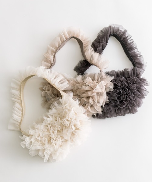 OLIVE des OLIVE（オリーブデオリーブ）の「チュールフリルショルダーバッグ　1041120100（ショルダーバッグ・レディース・オフホワイト/ベージュ/チャコールグレー・FREE）」の5枚目の写真