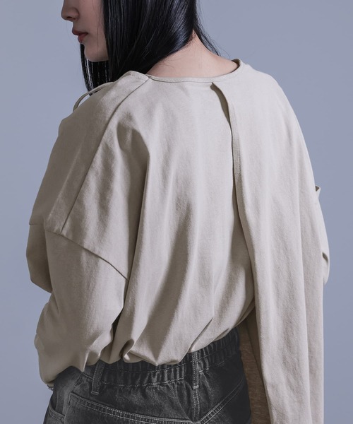 kOhAKU(コハク)の「アシメカッティングロンT(Tシャツ/カットソー・レディース・ベージュ/ロイヤルブルー/ブラック・FREE)」の16枚目の写真