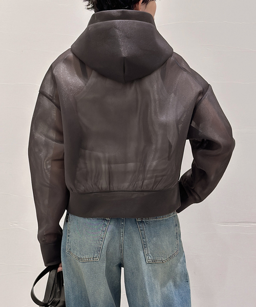 AP STUDIO（エーピーストゥディオ）の「シアーフーディー（パーカー・レディース・グレー・FREE）」の3枚目の写真