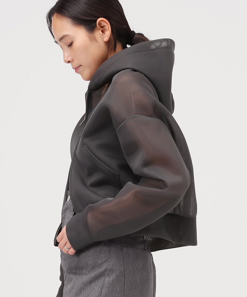 AP STUDIO（エーピーストゥディオ）の「シアーフーディー（パーカー・レディース・グレー・FREE）」の4枚目の写真