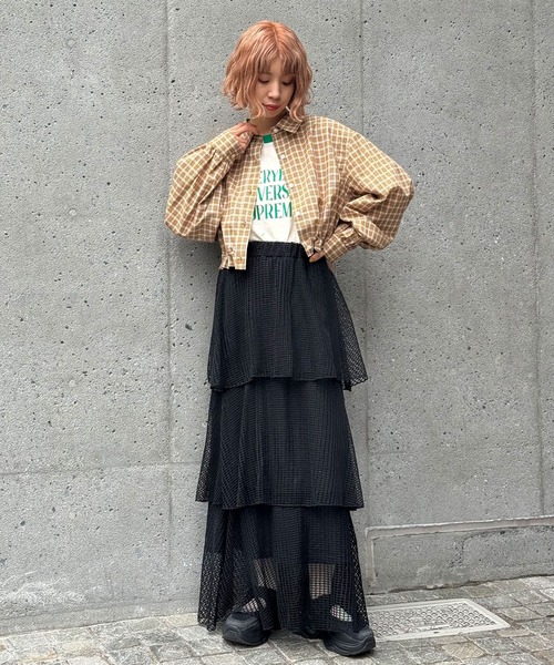CIAOPANIC(チャオパニック)の「ショート丈ドロストアソートシャツ(シャツ/ブラウス・レディース・ブルー/グリーン/ピンク/ネイビー・FREE)」の5枚目の写真