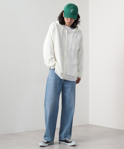 SUGGESTION メッシュニットZIPUPパーカー（パーカー
