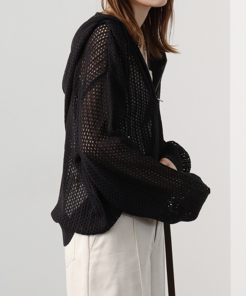 SUGGESTION(サジェッション)の「SUGGESTION メッシュニットZIPUPパーカー(パーカー・メンズ・ブラック/オフホワイト/チャコール・M/L)」の11枚目の写真