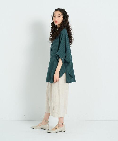 conges payes ADIEU TRISTESSE（コンジェ ペイエ アデュートリステス）の「アソートカラーポンチョシャツ（シャツ/ブラウス・レディース・ストライプ/グリーン・38）」の4枚目の写真