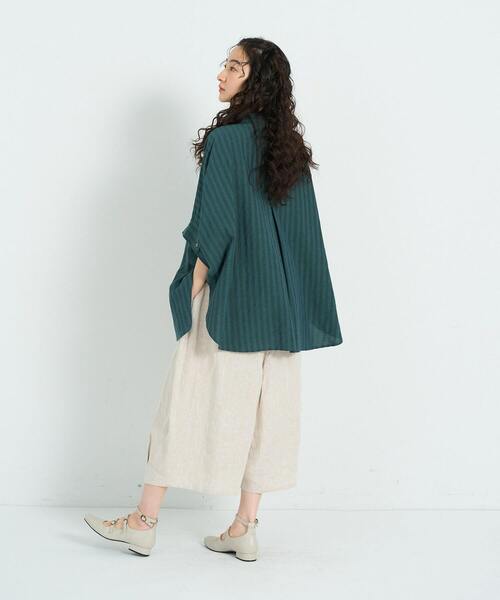 conges payes ADIEU TRISTESSE（コンジェ ペイエ アデュートリステス）の「アソートカラーポンチョシャツ（シャツ/ブラウス・レディース・ストライプ/グリーン・38）」の5枚目の写真