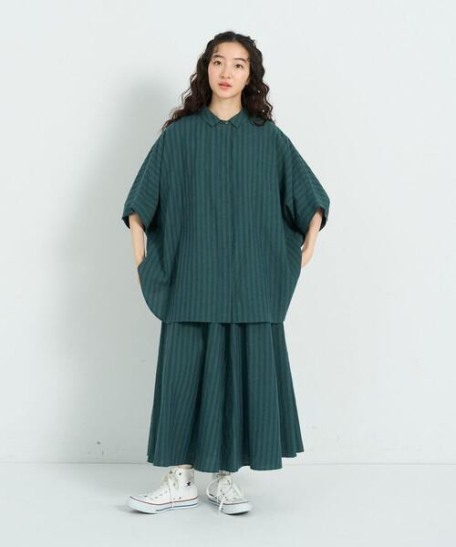 conges payes ADIEU TRISTESSE（コンジェ ペイエ アデュートリステス）の「アソートカラーポンチョシャツ（シャツ/ブラウス・レディース・ストライプ/グリーン・38）」の6枚目の写真