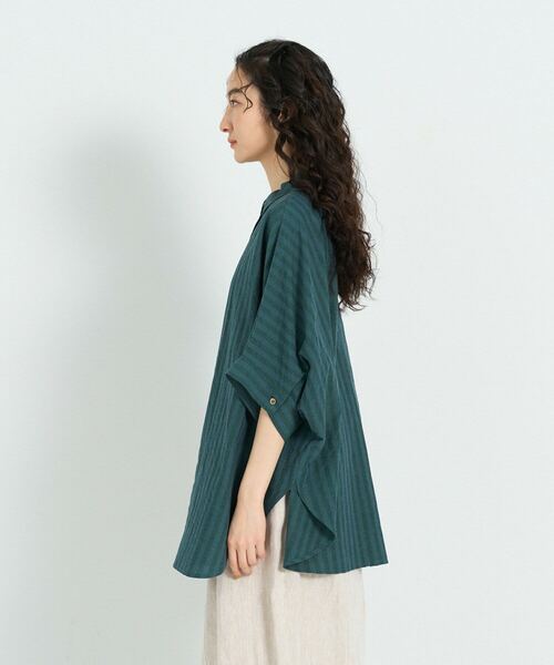 conges payes ADIEU TRISTESSE（コンジェ ペイエ アデュートリステス）の「アソートカラーポンチョシャツ（シャツ/ブラウス・レディース・ストライプ/グリーン・38）」の9枚目の写真