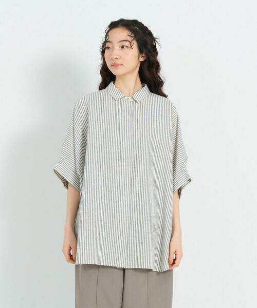 conges payes ADIEU TRISTESSE（コンジェ ペイエ アデュートリステス）の「アソートカラーポンチョシャツ（シャツ/ブラウス・レディース・ストライプ/グリーン・38）」の14枚目の写真
