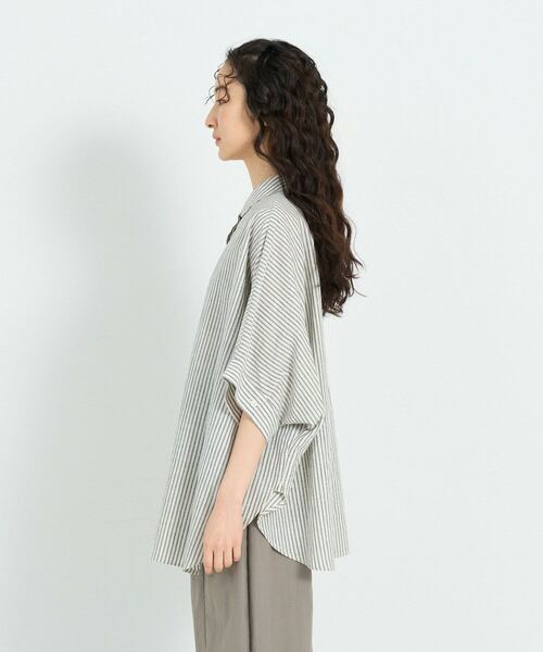 conges payes ADIEU TRISTESSE（コンジェ ペイエ アデュートリステス）の「アソートカラーポンチョシャツ（シャツ/ブラウス・レディース・ストライプ/グリーン・38）」の15枚目の写真