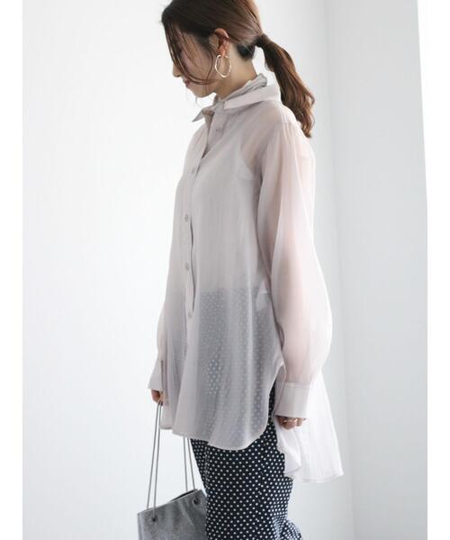 Te chichi（テチチ）の「バック釦シアーレイヤーシャツ（シャツ/ブラウス・レディース・グリーン/オフホワイト/モカ・F）」の16枚目の写真