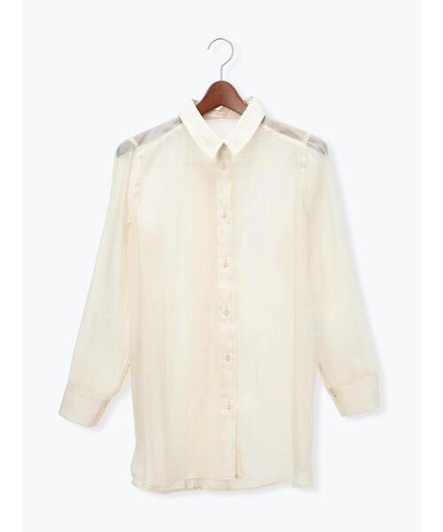 Te chichi（テチチ）の「バック釦シアーレイヤーシャツ（シャツ/ブラウス・レディース・グリーン/オフホワイト/モカ・F）」の8枚目の写真
