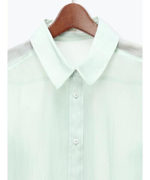 Te chichi（テチチ）の「バック釦シアーレイヤーシャツ（シャツ/ブラウス・レディース・グリーン/オフホワイト/モカ・F）」の11枚目の写真