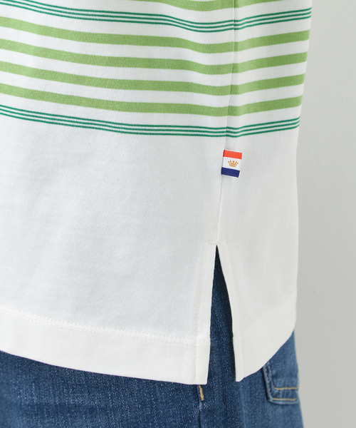 Petit Honfleur（プチオンフルール）の「【UVカット・接触冷感】オーガニックコットンパネルボーダーTシャツ（Tシャツ/カットソー・レディース・ネイビー/グリーン/アイボリー・M/L）」の9枚目の写真