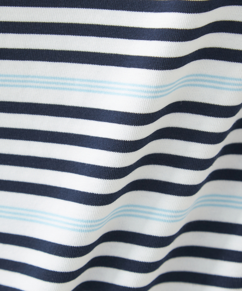 Petit Honfleur（プチオンフルール）の「【UVカット・接触冷感】オーガニックコットンパネルボーダーTシャツ（Tシャツ/カットソー・レディース・ネイビー/グリーン/アイボリー・M/L）」の11枚目の写真