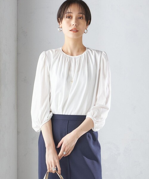 SHIPS(シップス)の「〈手洗い可能〉ALBINI ギャザー スリーブ プルオーバー ◇(シャツ/ブラウス・レディース・ブルー/オフホワイト/ブラック・ONE SIZE)」の20枚目の写真