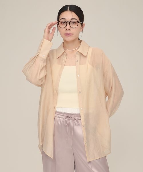 ブラウス シャツ 「eL」Sheer Long Shirt/113056 レディース セール】【eL】Sheer Long Shirt/113056（シャツ/ブラウス）｜eL