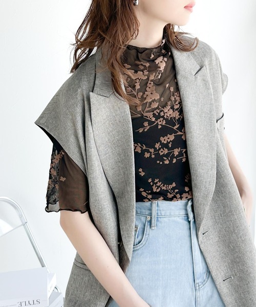 セール】シンプルコーデに華やかさを添える。花柄フロッキー