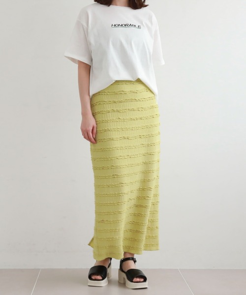 archives（アルシーヴ）の「フリルレースカットタイトスカート（スカート・レディース・ブラック/オフホワイト/グリーン・MEDIUM）」の3枚目の写真