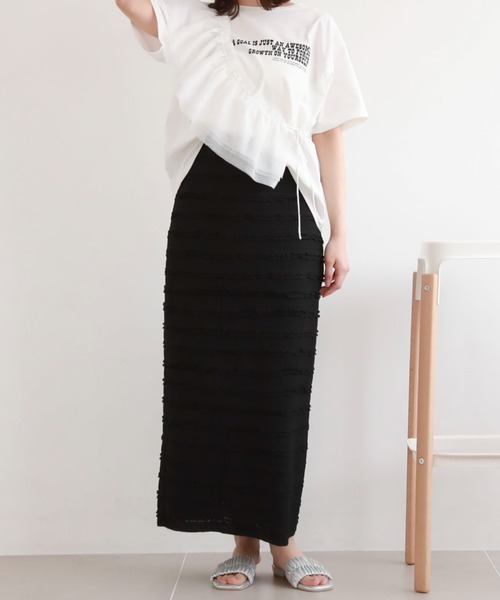 archives（アルシーヴ）の「フリルレースカットタイトスカート（スカート・レディース・ブラック/オフホワイト/グリーン・MEDIUM）」の2枚目の写真