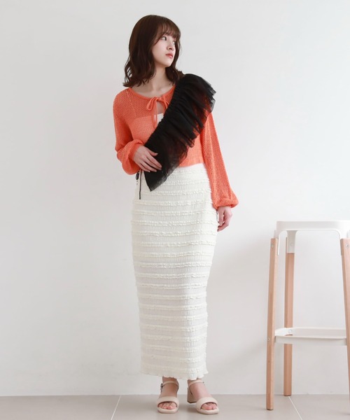 archives（アルシーヴ）の「フリルレースカットタイトスカート（スカート・レディース・ブラック/オフホワイト/グリーン・MEDIUM）」の21枚目の写真