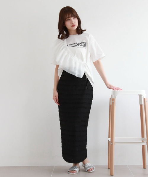 archives（アルシーヴ）の「フリルレースカットタイトスカート（スカート・レディース・ブラック/オフホワイト/グリーン・MEDIUM）」の18枚目の写真