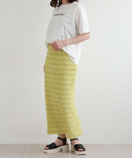 archives（アルシーヴ）の「フリルレースカットタイトスカート（スカート・レディース・ブラック/オフホワイト/グリーン・MEDIUM）」の11枚目の写真