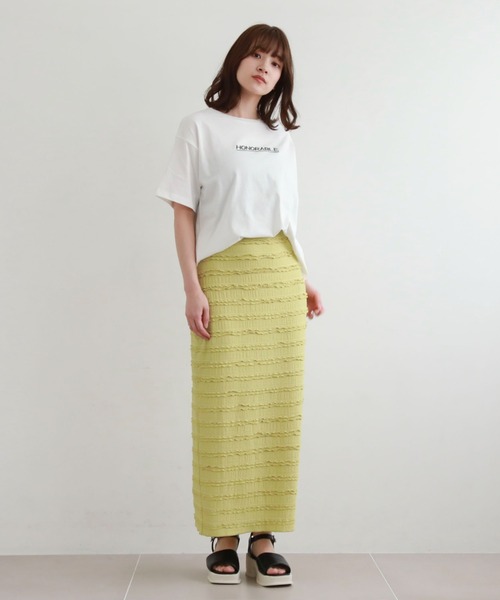 archives（アルシーヴ）の「フリルレースカットタイトスカート（スカート・レディース・ブラック/オフホワイト/グリーン・MEDIUM）」の12枚目の写真