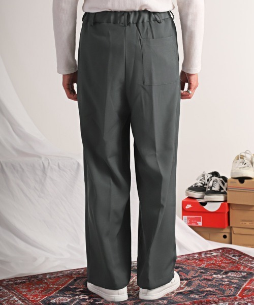 LUXSTYLE（ラグスタイル）の「ストレッチタックワイドパンツ（スラックス・メンズ・ブラウン/チャコール/ブラック/グレー・M/L/XL）」の5枚目の写真