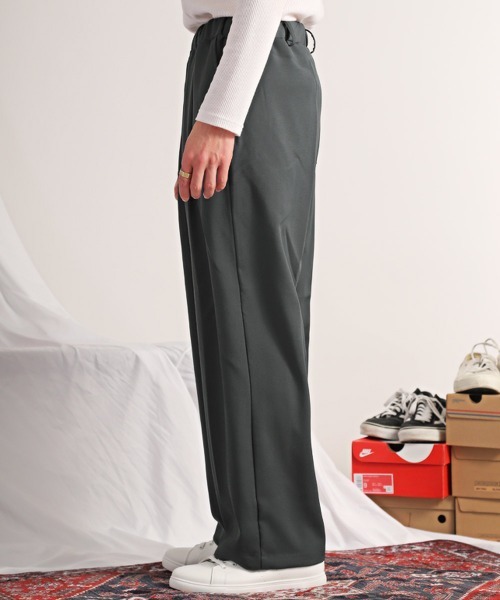 LUXSTYLE（ラグスタイル）の「ストレッチタックワイドパンツ（スラックス・メンズ・ブラウン/チャコール/ブラック/グレー・M/L/XL）」の6枚目の写真