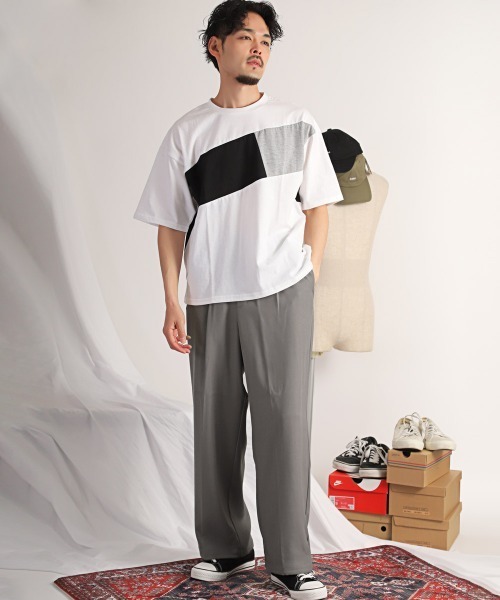 LUXSTYLE（ラグスタイル）の「ストレッチタックワイドパンツ（スラックス・メンズ・ブラウン/チャコール/ブラック/グレー・M/L/XL）」の9枚目の写真