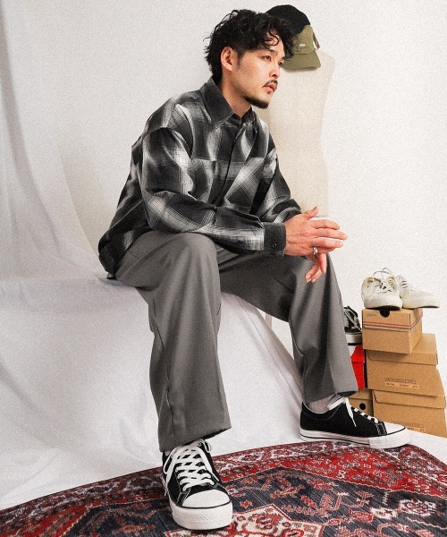 LUXSTYLE（ラグスタイル）の「ストレッチタックワイドパンツ（スラックス・メンズ・ブラウン/チャコール/ブラック/グレー・M/L/XL）」の10枚目の写真