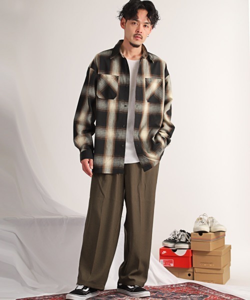 LUXSTYLE（ラグスタイル）の「ストレッチタックワイドパンツ（スラックス・メンズ・ブラウン/チャコール/ブラック/グレー・M/L/XL）」の11枚目の写真